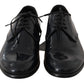 Dolce & Gabbana Elegant Dark Blue Leather Derby Shoes