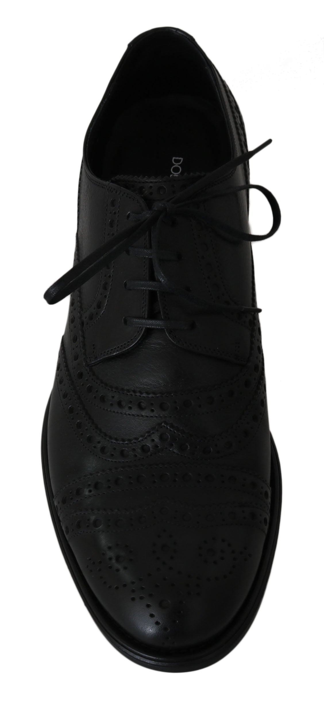 Dolce & Gabbana Elegant Black Leather Derby Wingtip Dress Shoes