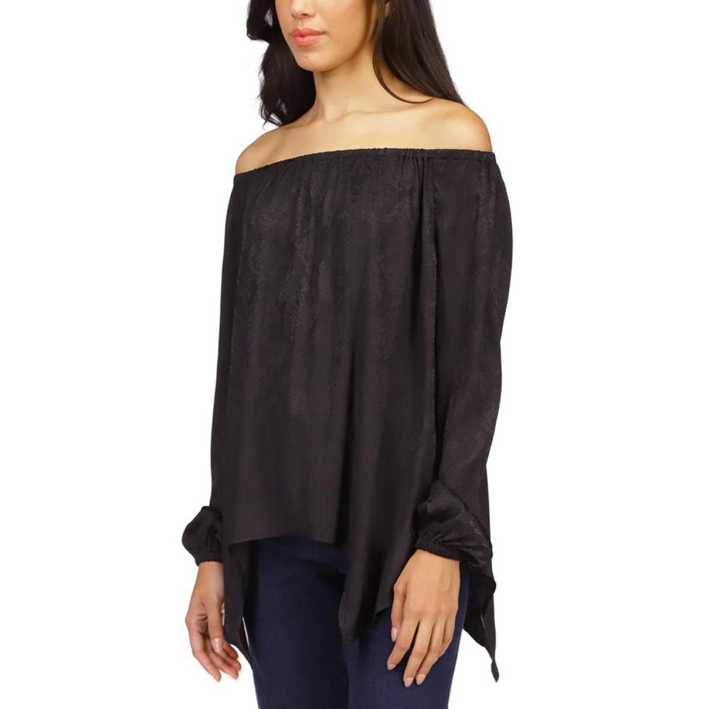 Petite Off-The-Shoulder Jacquard-Print Top