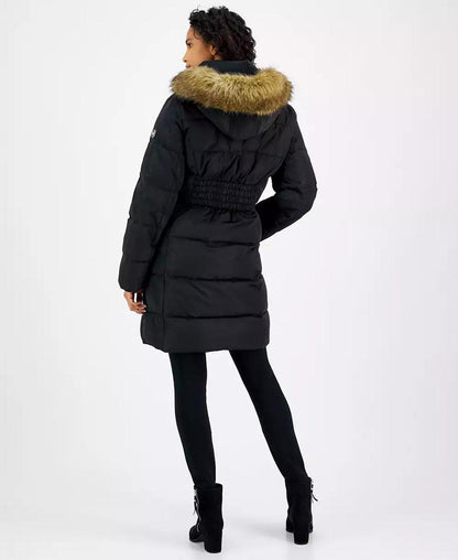 Petite Faux-Fur-Trim Hooded Puffer Coat, Created for Macy's