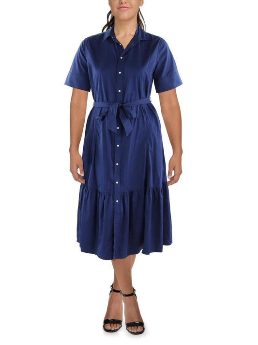 Womens Cotton Midi Shirtdress