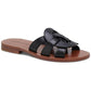 Womens Faux Leather Flats Slide Sandals