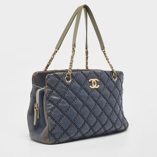 Chanel Quilted Wild Stitched Leather Chain Tote