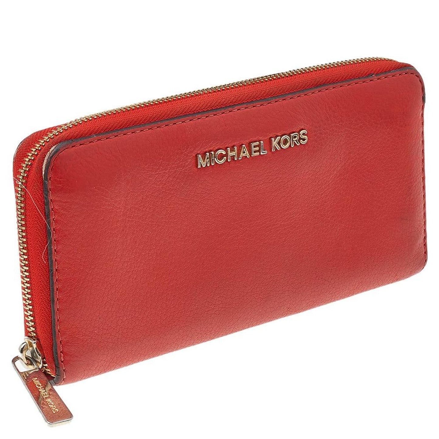 Michael Kors Orange Leather Bedford Zip Around Wallet..