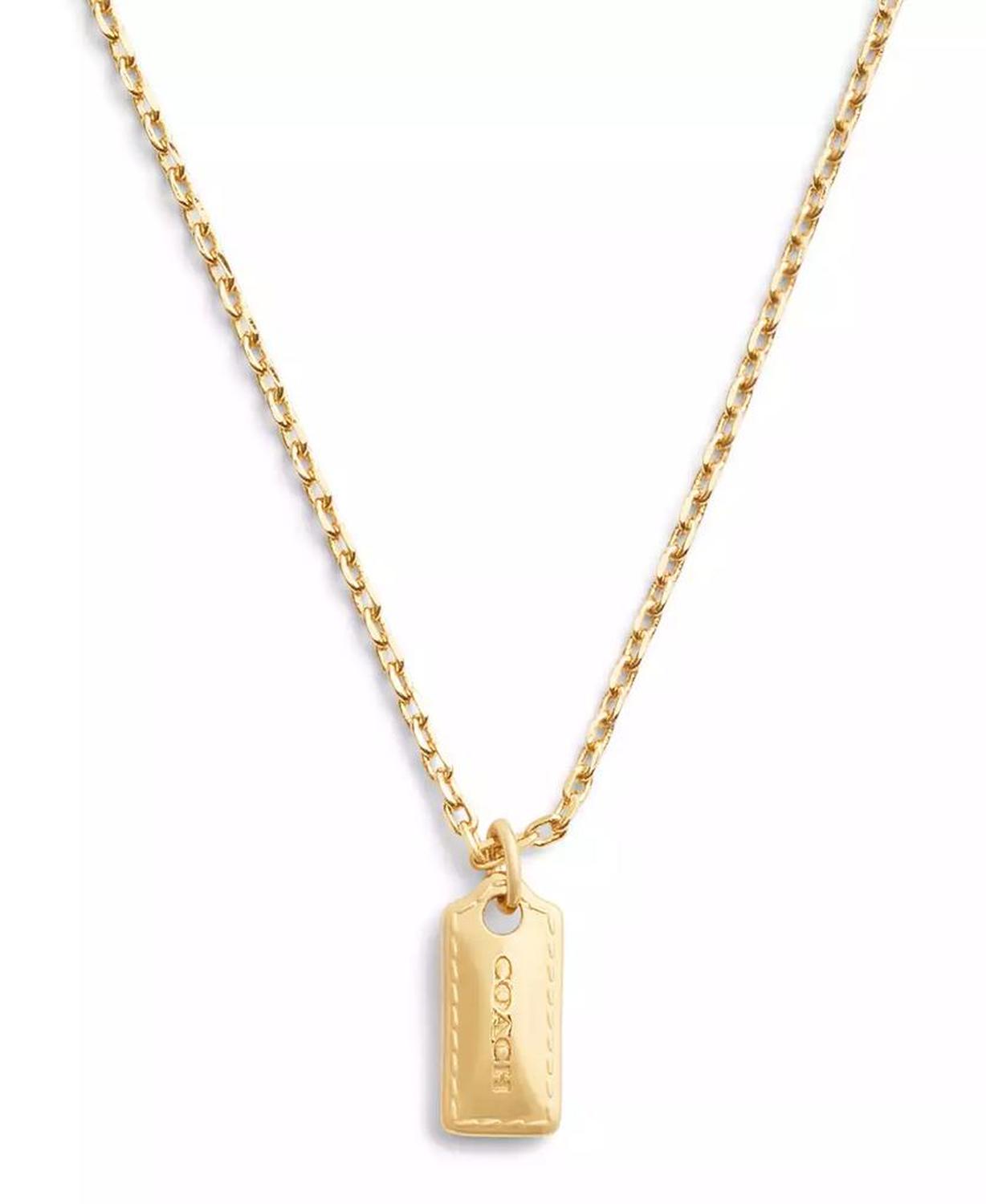 Gold-Tone Signature Stitched Hangtag Pendant Necklace