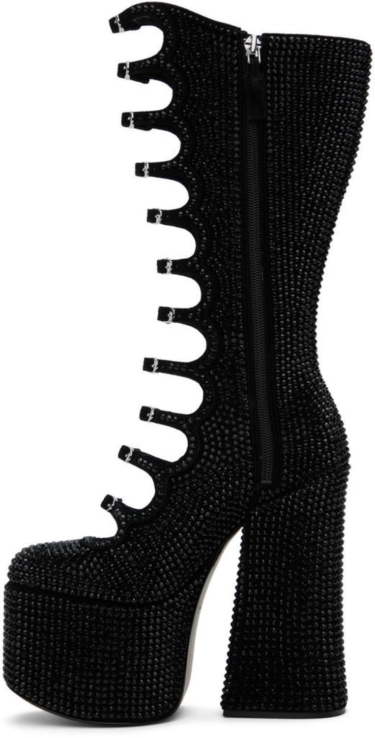 Black 'The Rhinestone Kiki Knee-High' Tall Boots