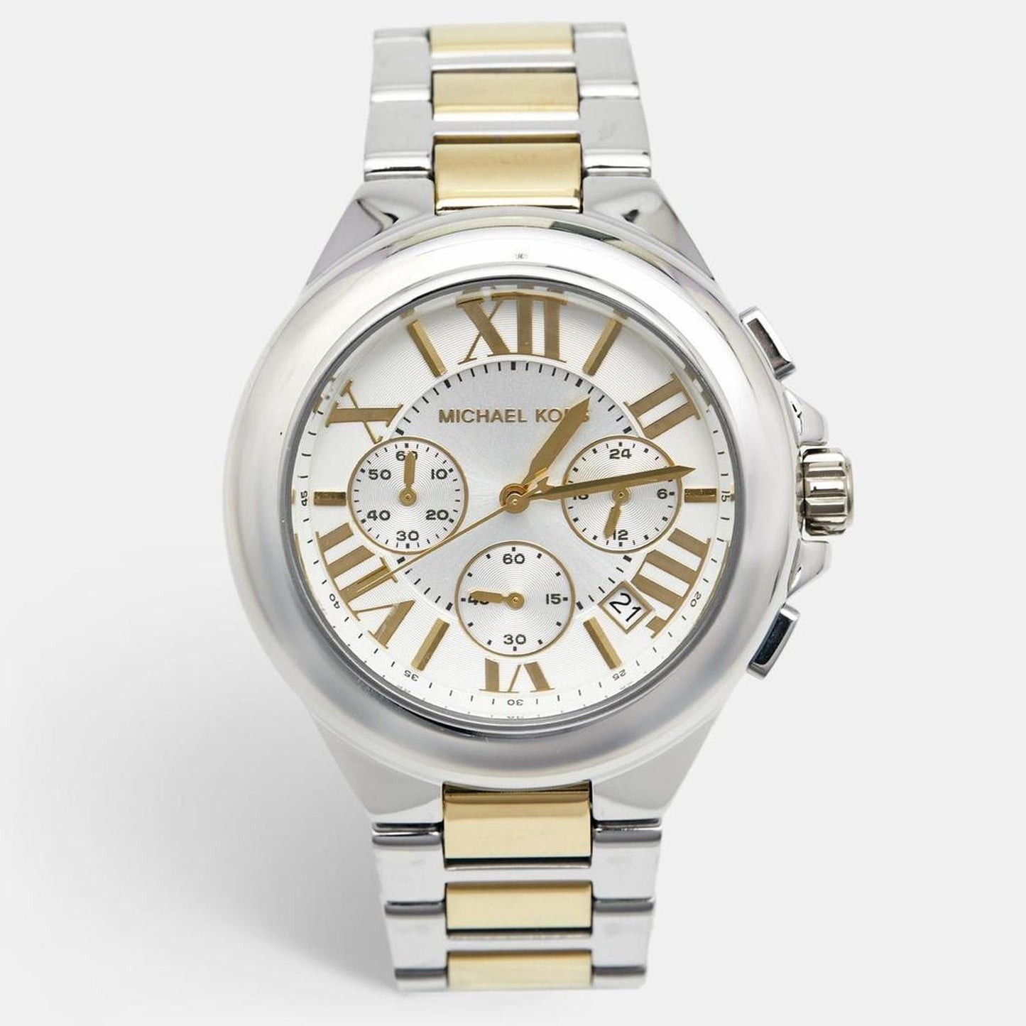 Michael Kors Silver Two Tone Stainless Steel Camille Mk5653 Women's Wristwatch 43 Mm