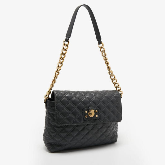 Marc Jacobs Dark Quilted Leather Flap Shoulder Bag