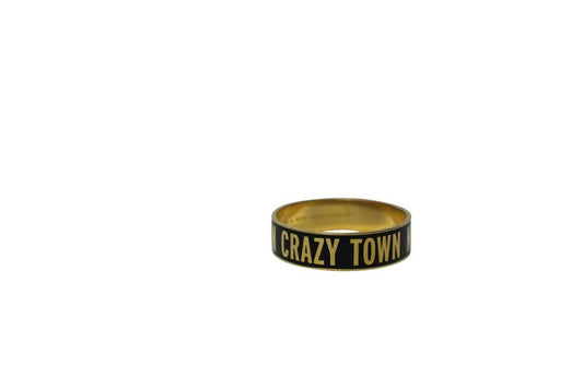 Crazy Life Idiom Bangle in Black Metal