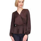 MICHAEL Women's Satin Faux Wrap Top