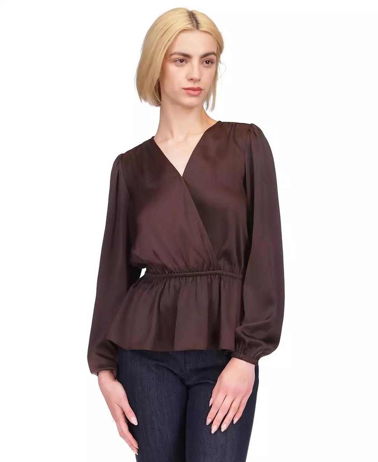 MICHAEL Women's Satin Faux Wrap Top