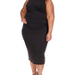 Plus Womens Ruched Midi Bodycon Dress