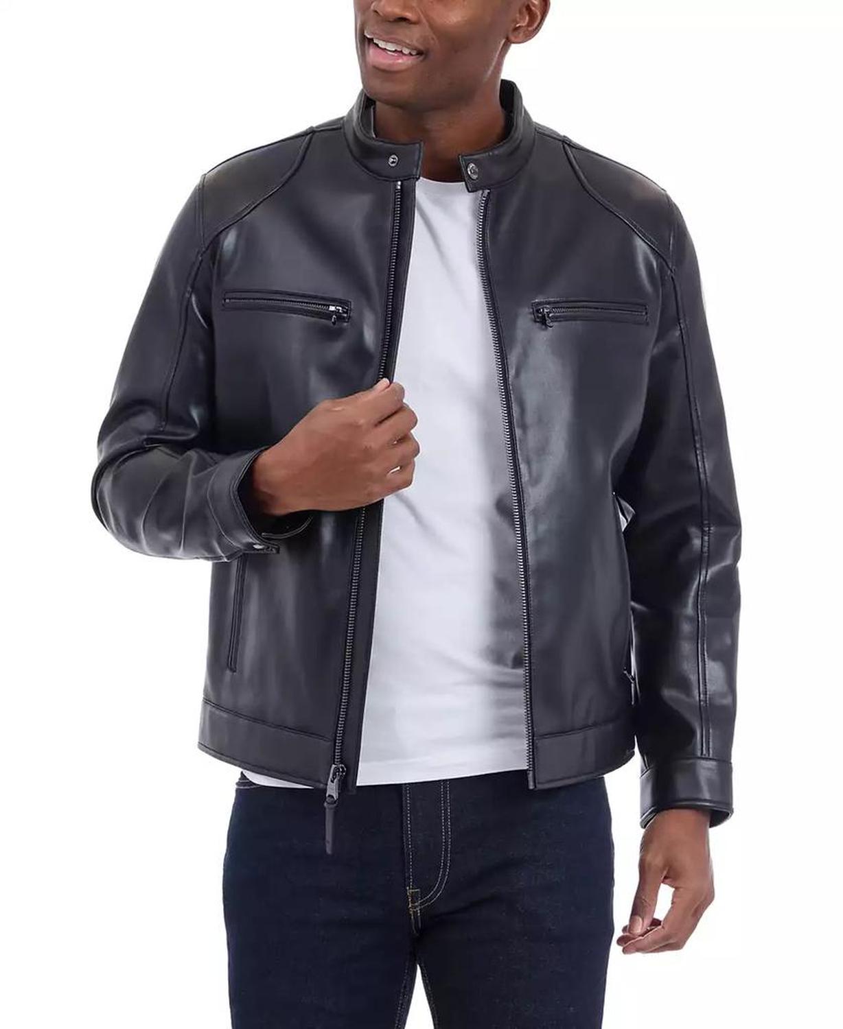 Men's Faux Leather Moto Jacket