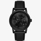 Oversized Hutton Black-Tone and Leather Watch