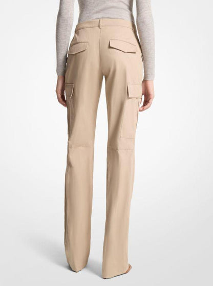 Crushed Cotton Gabardine Cargo Trousers