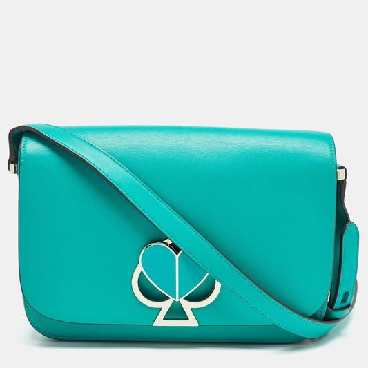 Kate Spade Green Leather Nicola Twist Lock Shoulder Bag