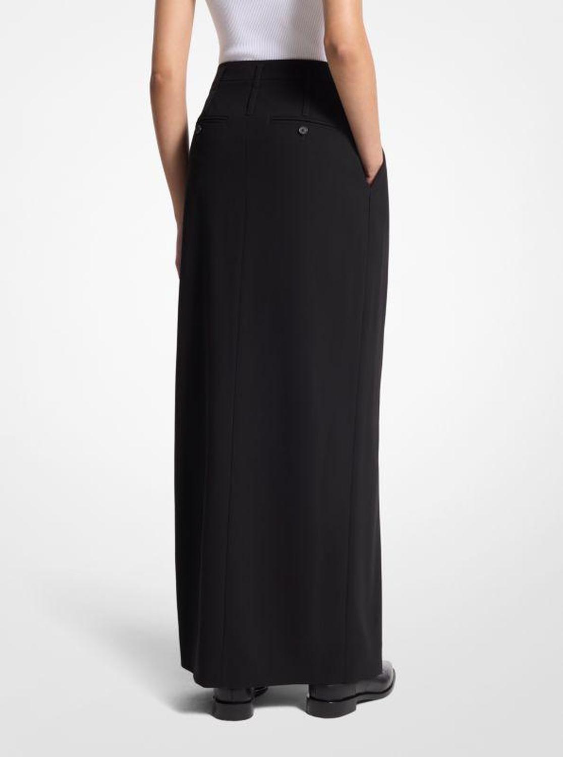 Wool Double Belted Maxi Skirt