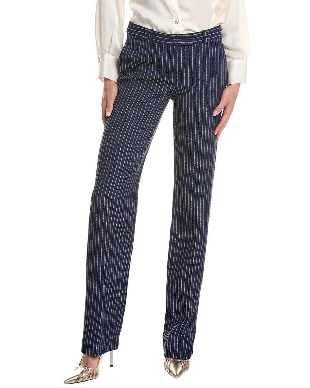 Michael Kors Collection Metallic Pinstripe Carolyn Silk-Blend Pant