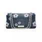 The Sequin Daisy Denim Dual Chain Shoulder Bag