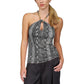 Womens Snakeskin Print Chain Neck Halter Top