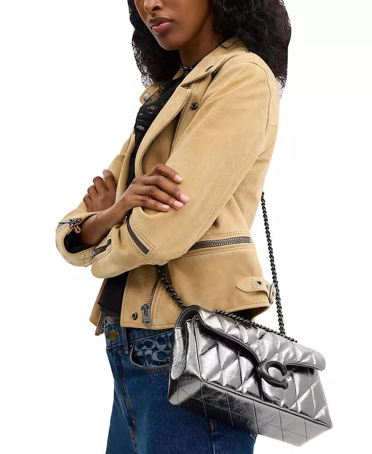 Metallic Leather Quilted Tabby Shoulder Bag 26