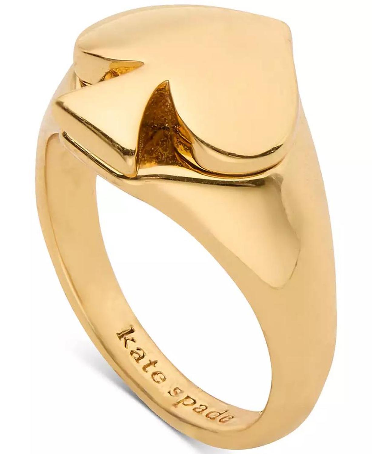 Gold-Tone Spade Signet Ring