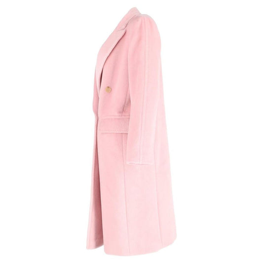 Double-Breasted Coat in Pink Wool