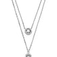 Sterling Silver Halo Double Layer Necklace