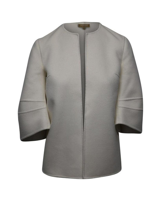 Michael Kors Collection Asymmetrical Angel Sleeves Jacket in White Wool