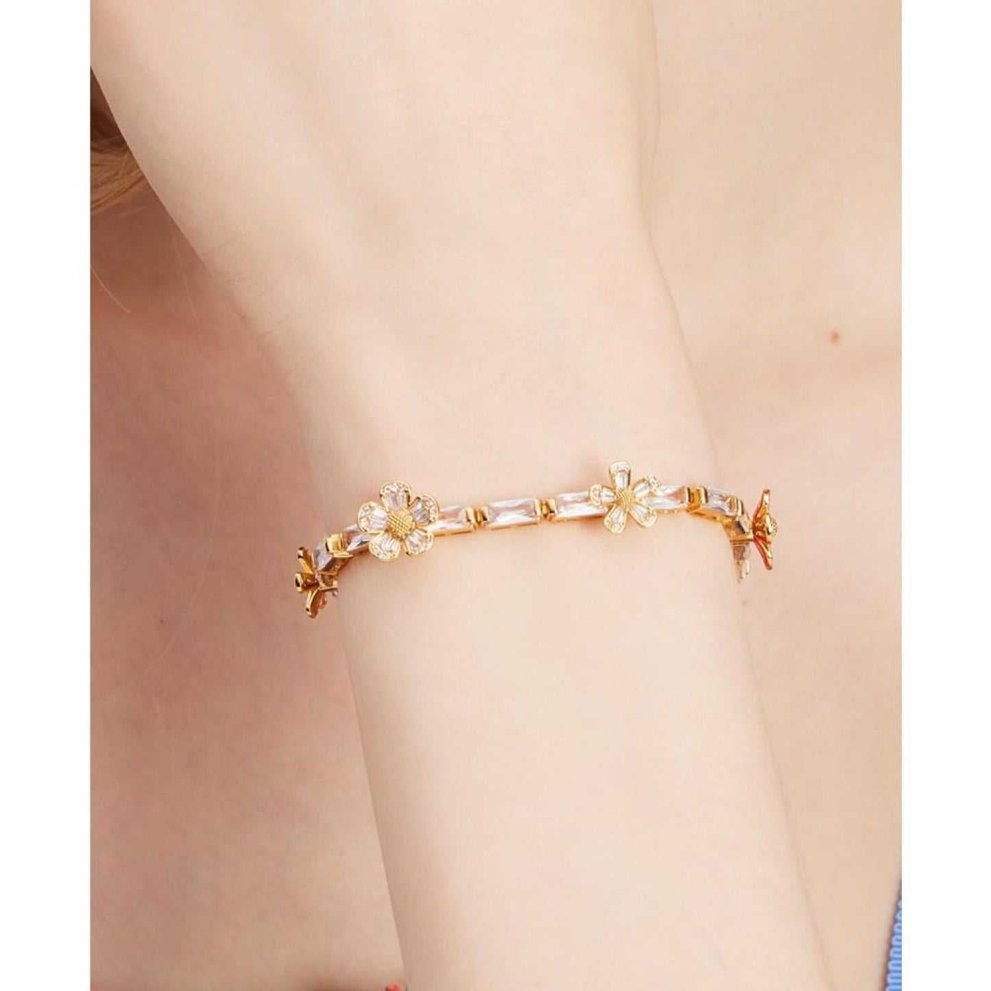 Gold-Tone Fleurette Tennis Bracelet