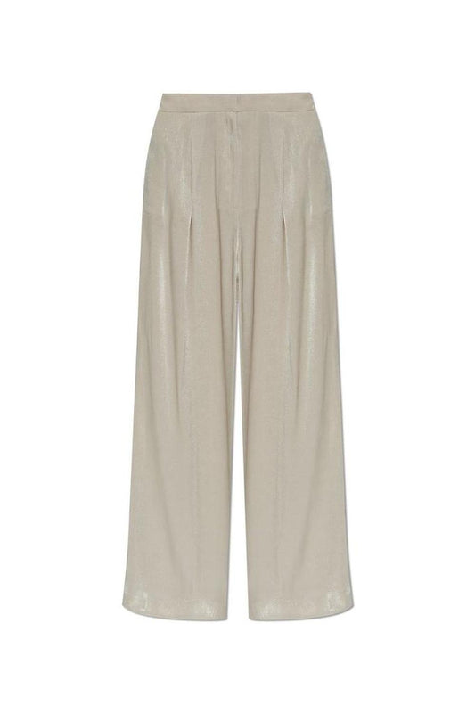 Michael Michael Kors Metallic Crinkled Wide-Leg Trousers