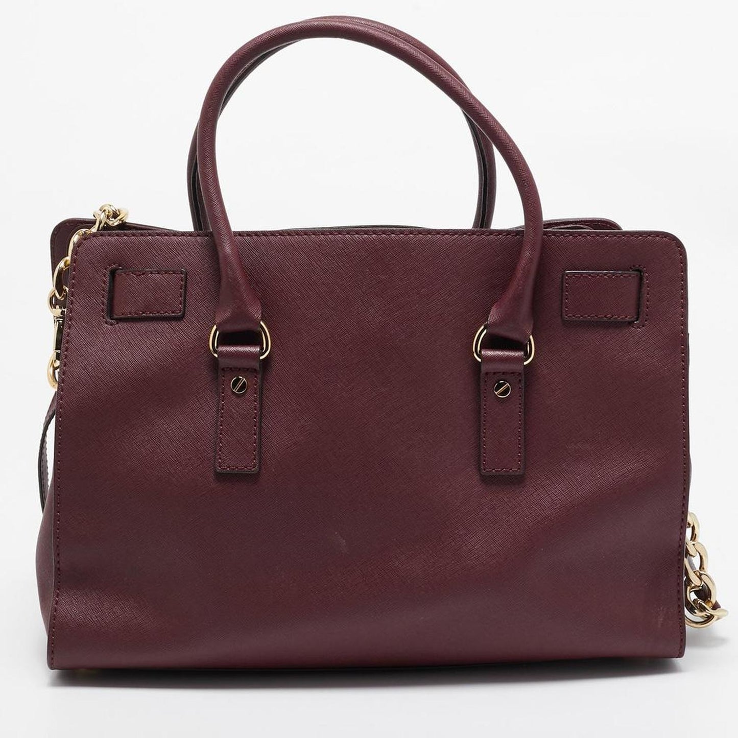 Michael Kors Burgundy Leather Large East West Hamilton Tote