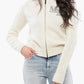 Zipped Wool Blend Cardigan With Jewel Logo