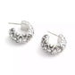 Rhodium Signature Quilted Chubby Huggie Earrings