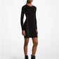 Ribbed Stretch Knit Lace-Up Dress