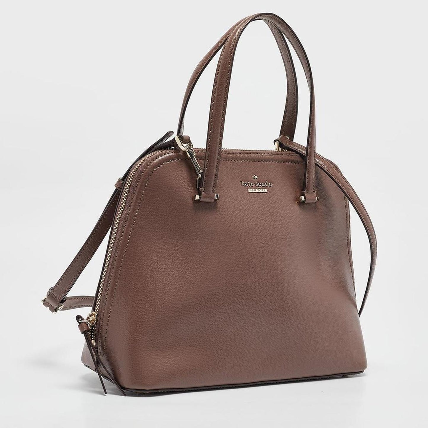 Taupe Brown Leather Patterson Drive Medium Dome Satchel