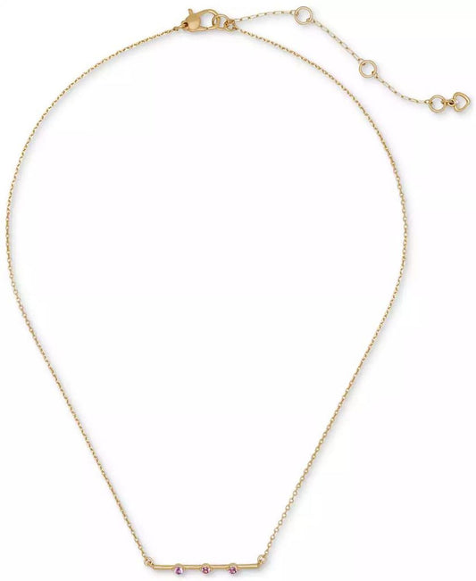 Cubic Zirconia Bar Pendant Necklace, 16" + 3" extender