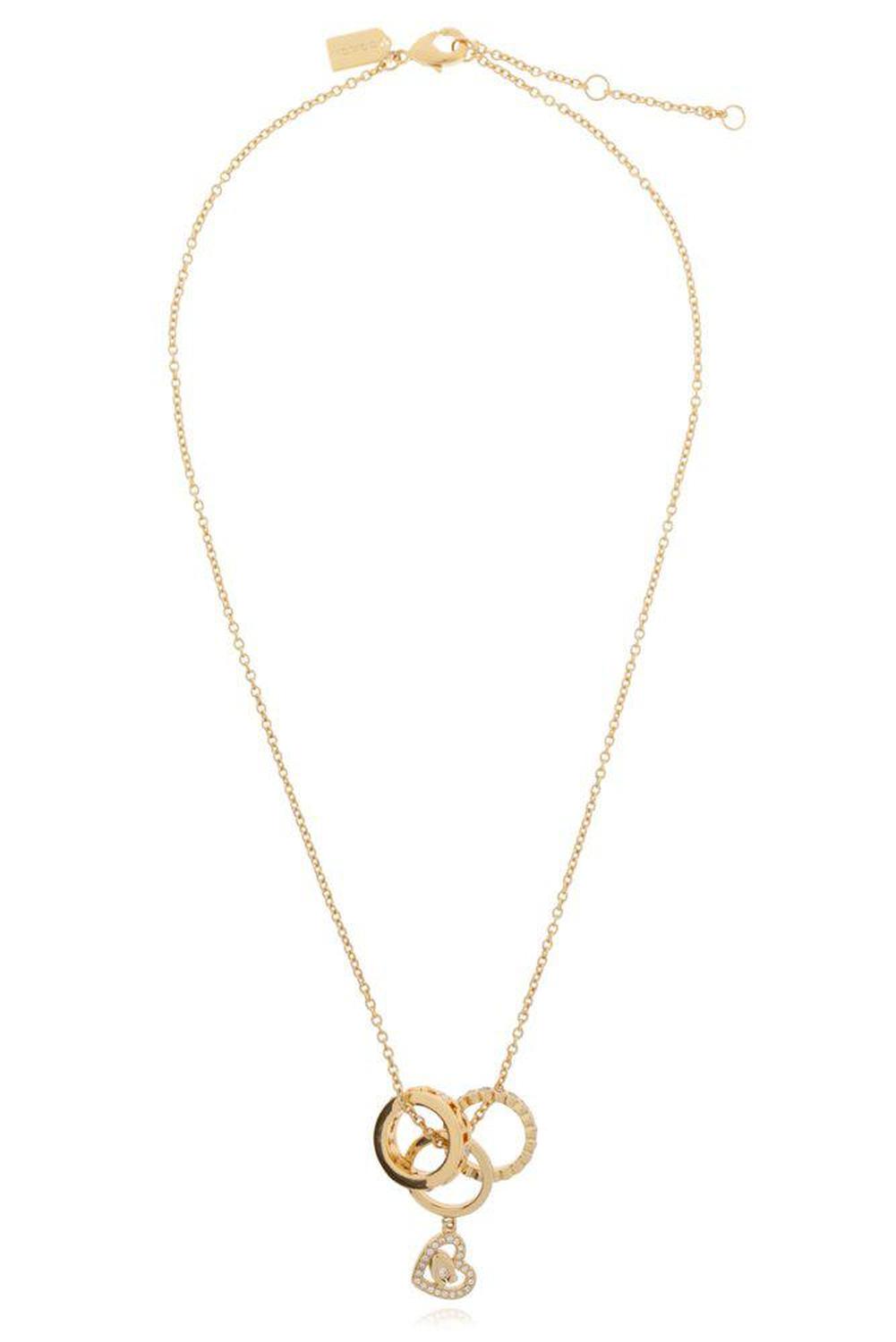 Coach Embellished Heart Pendant Chain Necklace