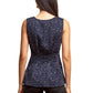 Metallic Peplum Top In Navymotif