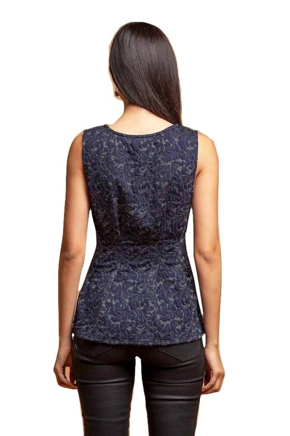 Metallic Peplum Top In Navymotif