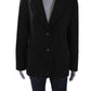 Women's Collared Long Sleeves Line Two Button Blazer Brown