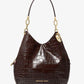 Lillie Large Crocodile Embossed Leather Shoulder Bag