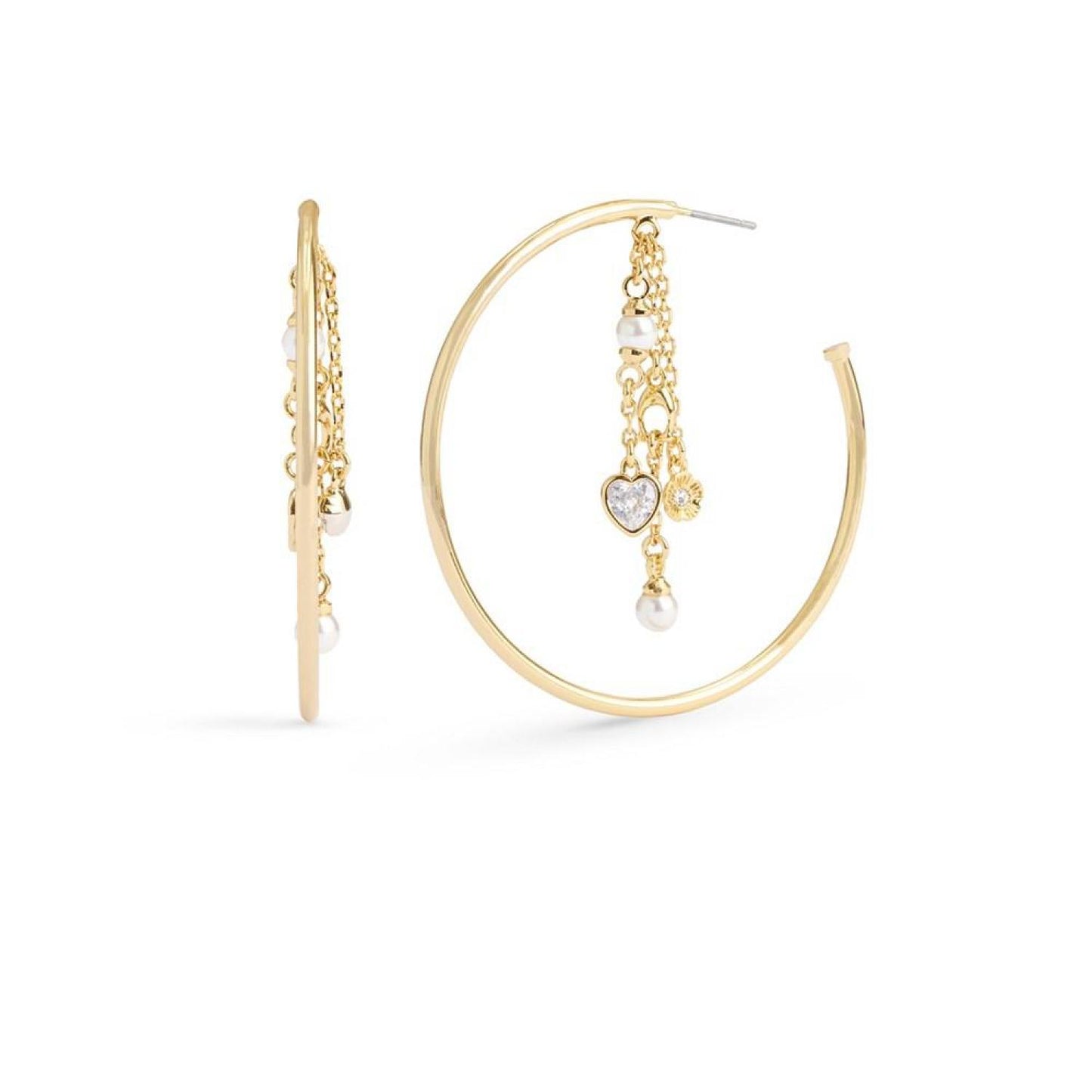 Faux Stone Signature Charm Hoop Earrings