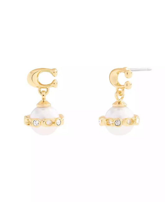 Faux Stone Signature Cultivated Pearl Orb Drop Earrings