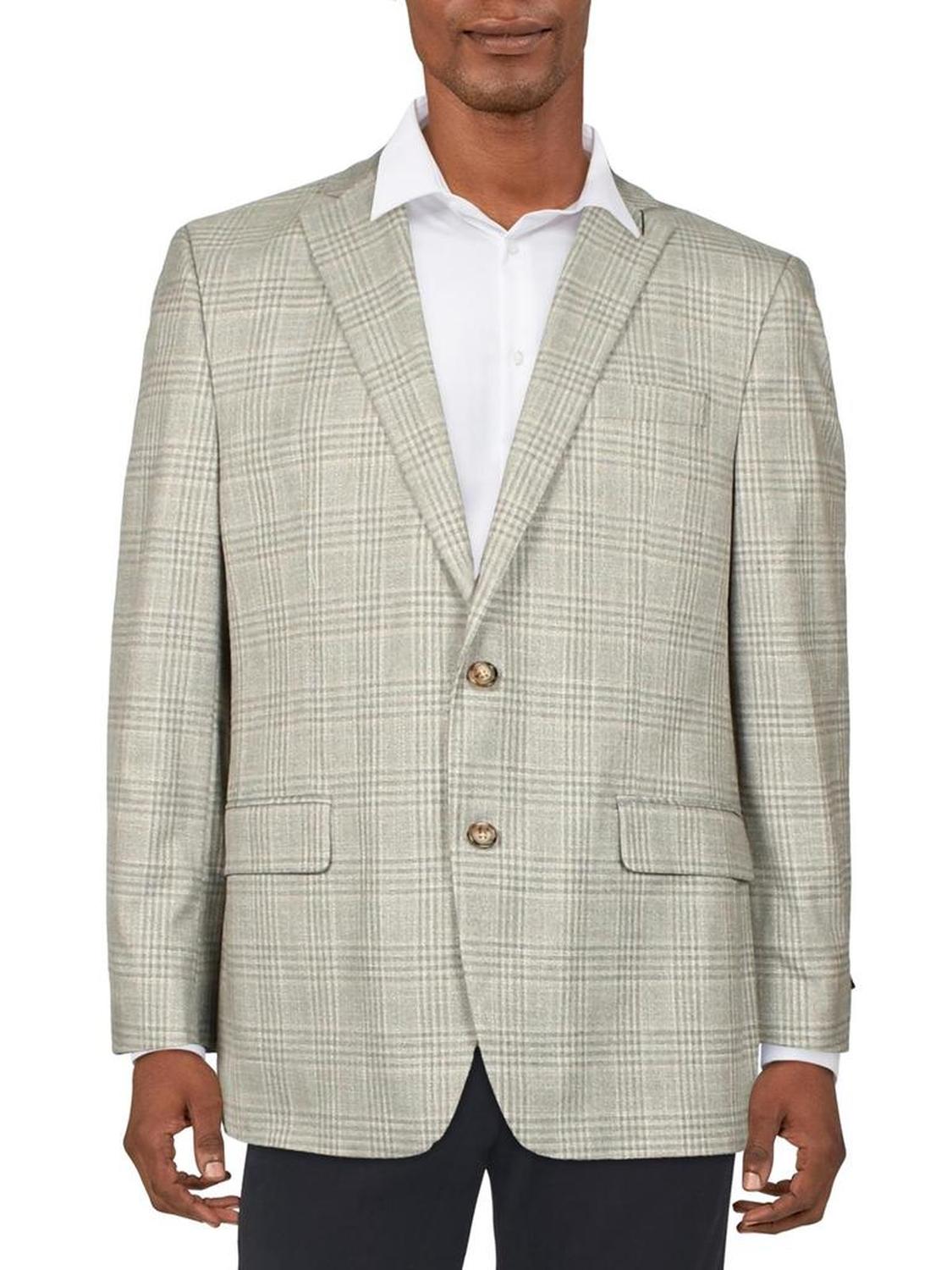 Lexington Mens Classic Fit Plaid Suit Jacket