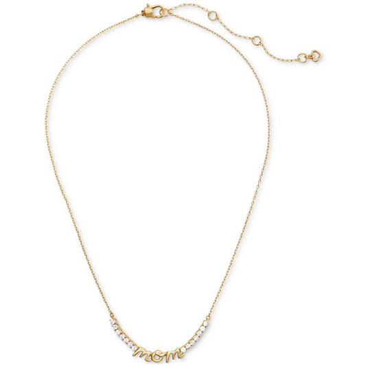 Gold-Tone Love You, Mom Crystal Necklace, 16" + 3" extender