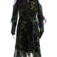 Marchesa Notte Womens Floral Print A Line Maxi Dress Navy Blue