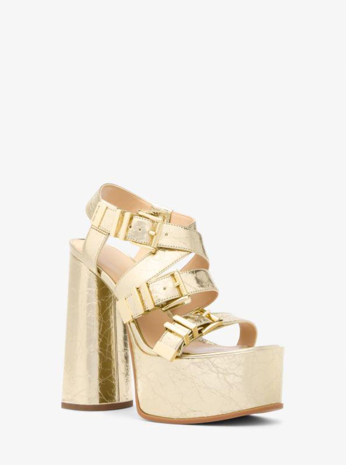 Darrington Crackled Metallic Leather Platform Sandal