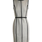 Michael Kors Leather Trimed Knee Length Dress in White Wool