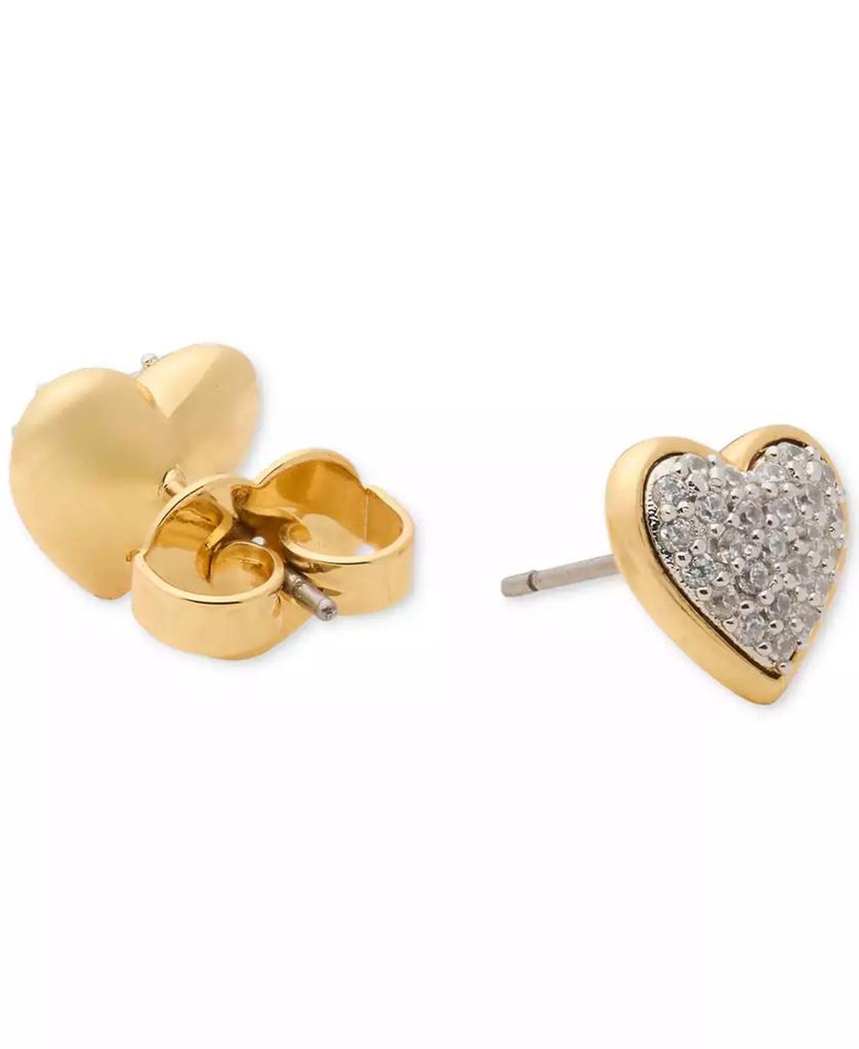 Cubic Zirconia Pavé Heart Stud Earrings